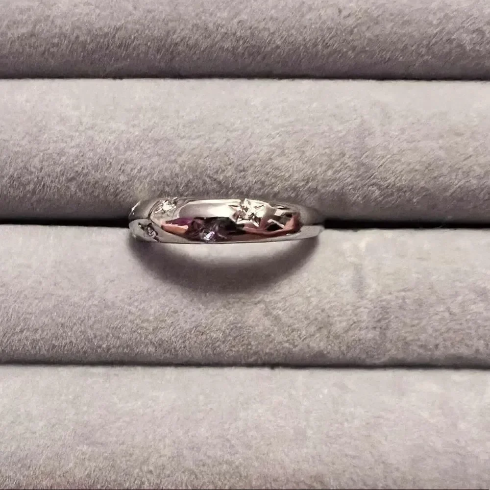 NEW Silver Tone Diamond Crystal Ring